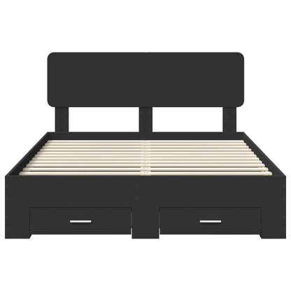 Bettrahmen mit Kopfteil Schwarz 140 x 190 cm Holzwerkstoff