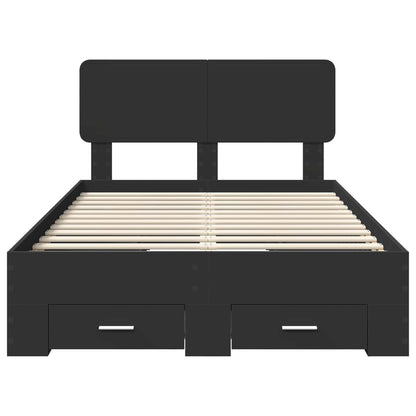 Bettrahmen mit Kopfteil Schwarz 135 x 190 cm Holzwerkstoff