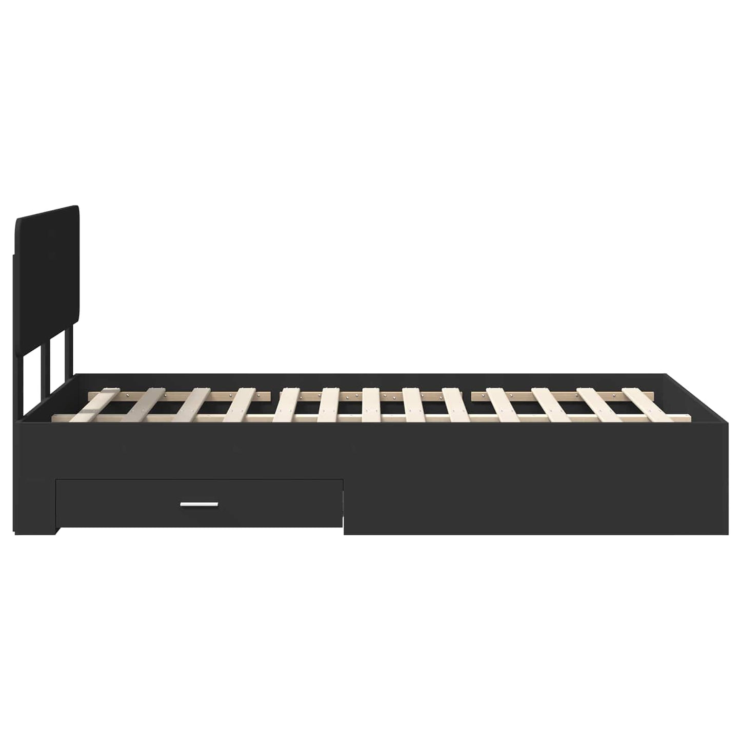 Bettrahmen mit Kopfteil Schwarz 135 x 190 cm Holzwerkstoff