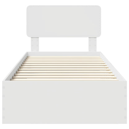 Bettrahmen mit Kopfteil Weiß 90 x 190 cm Holzwerkstoff