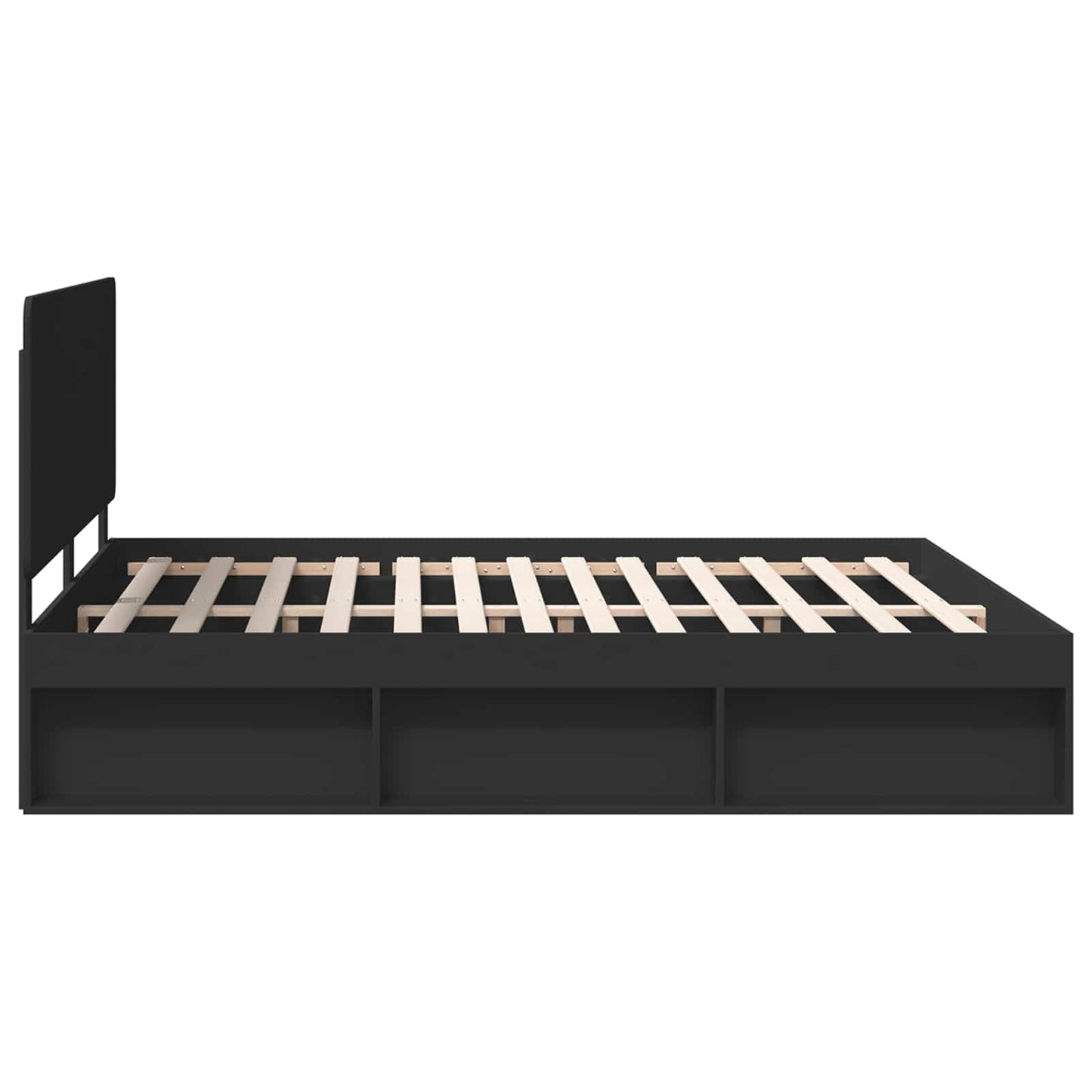 Bettrahmen Schwarz 180 x 200 cm Massives Kiefernholz