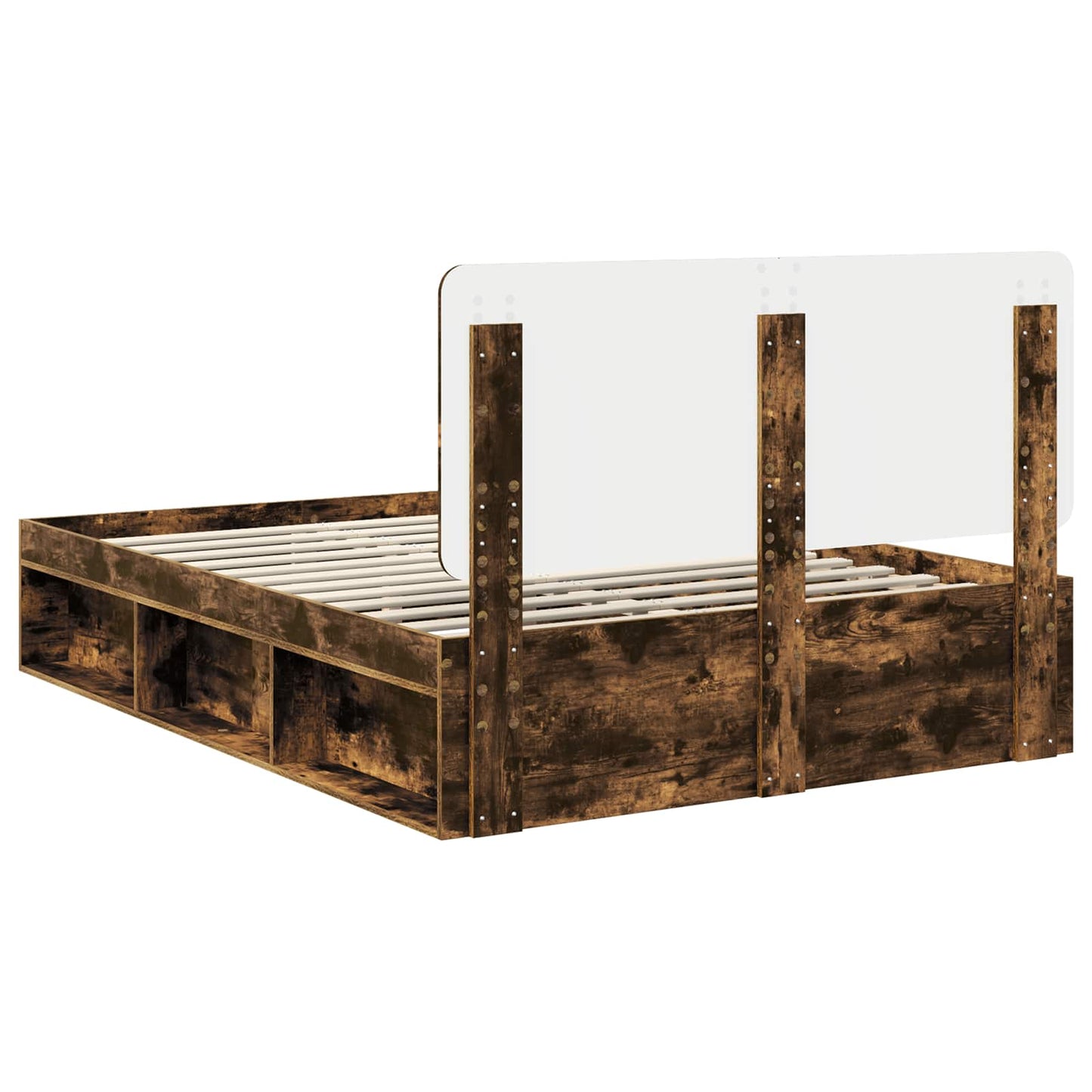 Bettrahmen Geräucherte Eiche 140 x 200 cm Massives Kiefernholz