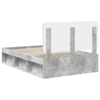 Bettrahmen Beton Grau 135 x 190 cm Massives Kiefernholz