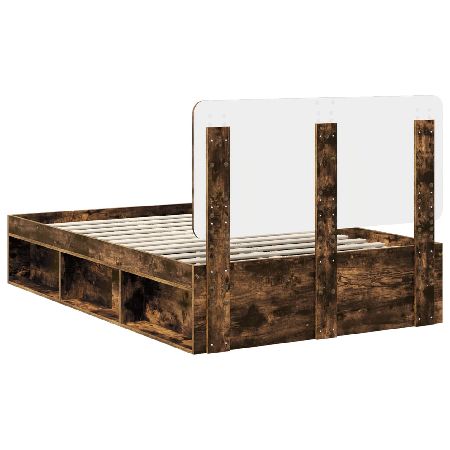 Bettrahmen Geräucherte Eiche 120 x 200 cm Massives Kiefernholz