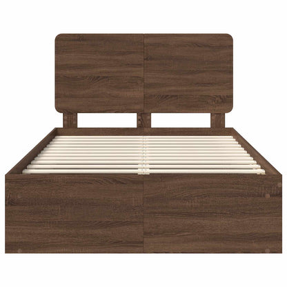 Bettrahmen Braun Eichen-Optik 120 x 200 cm Massives Kiefernholz