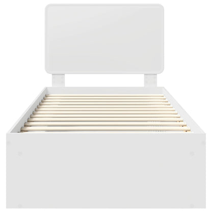Bettrahmen mit Kopfteil Weiß 75 x 190 cm Massives Kiefernholz