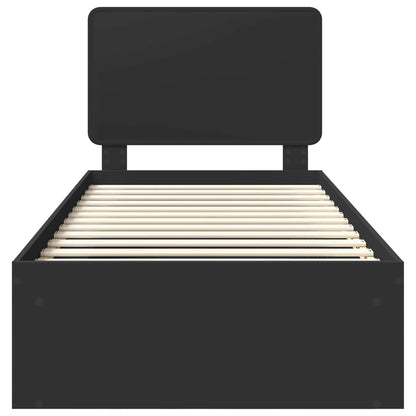 Bettrahmen Schwarz 75 x 190 cm Massives Kiefernholz
