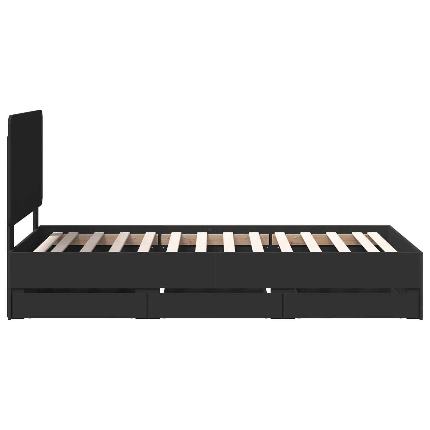 Bettrahmen mit Schubladen Schwarz 100 x 200 cm Ingenieurs Holz
