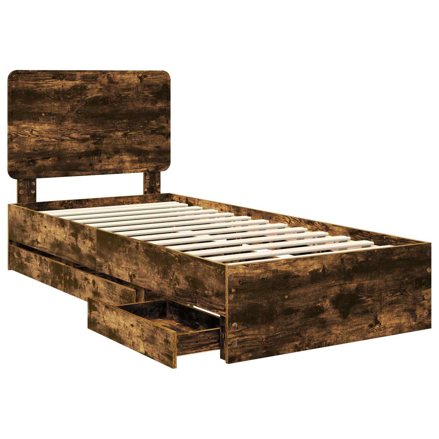 Bettrahmen Geräucherte Eiche 100 x 200 cm Ingenieurs Holz