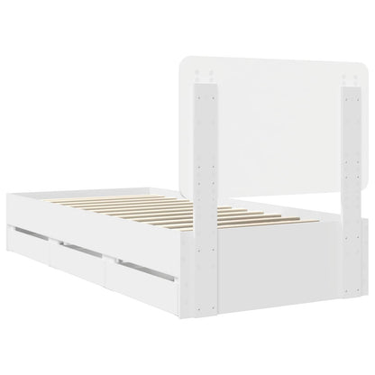 Bettrahmen mit Schubladen Weiß 75 x 190 cm Ingenieurs Holz