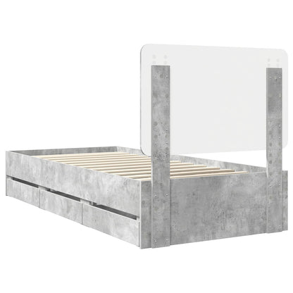 Bettrahmen mit Kopfteil Beton Grau 75 x 190 cm Ingenieurs Holz