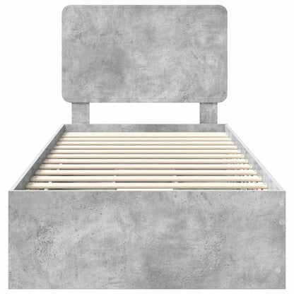 Bettrahmen mit Kopfteil Beton Grau 75 x 190 cm Ingenieurs Holz