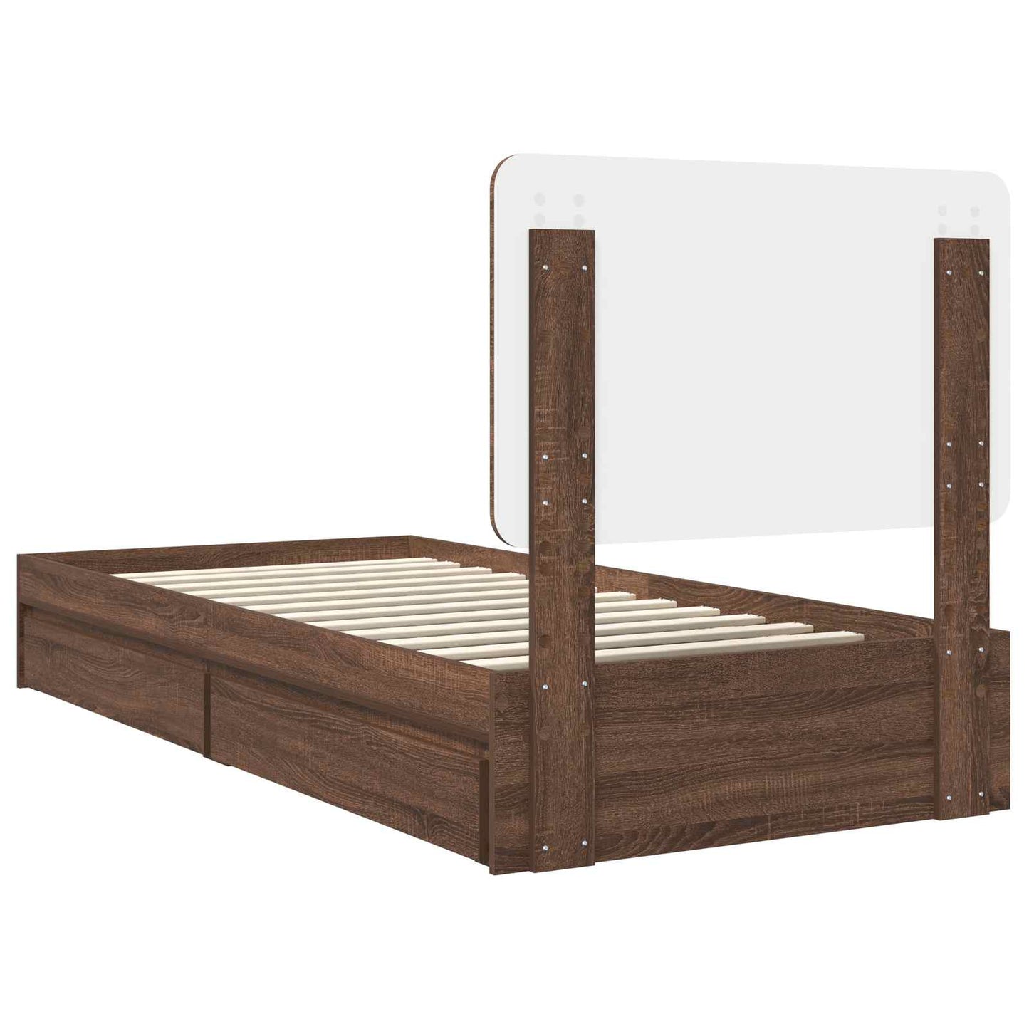 Aufbewahrungsbett Braun Eichen-Optik 90 x 190 cm Holzwerkstoff