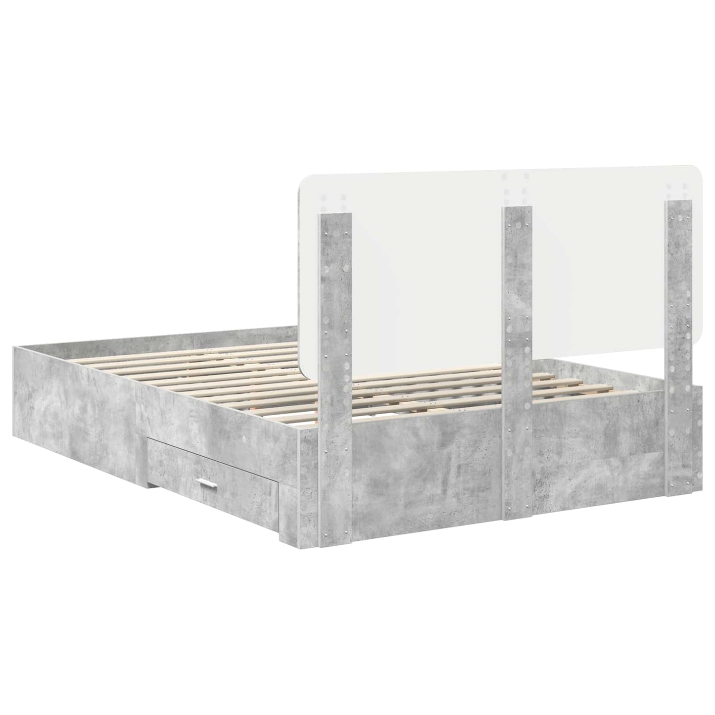 Bettrahmen mit Kopfteil Beton Grau 160 x 200 cm Holzwerkstoff