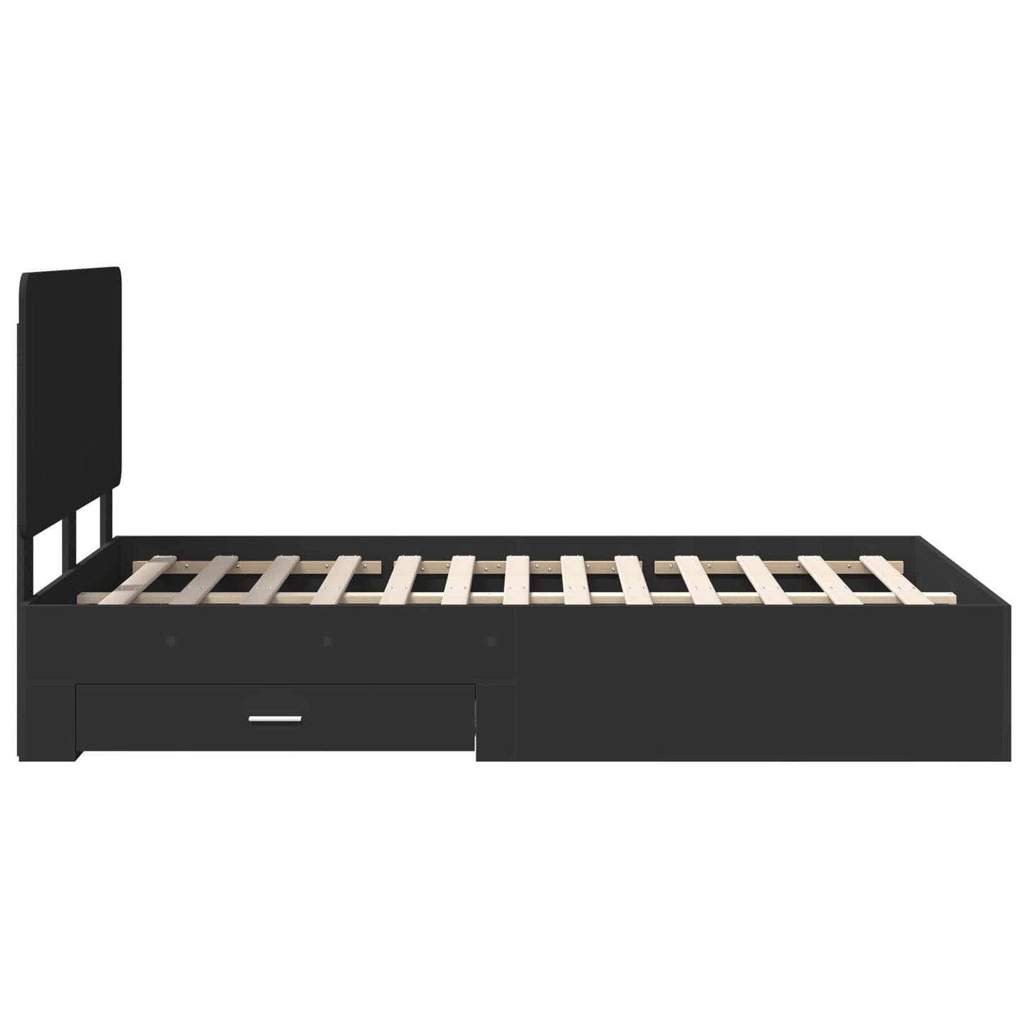 Bettrahmen mit Kopfteil Schwarz 135 x 190 cm Holzwerkstoff