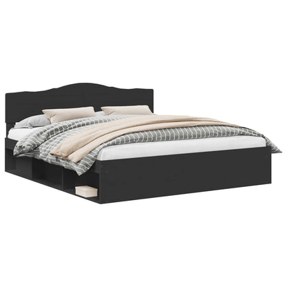 Bettrahmen Schwarz 200 x 200 cm Massives Kiefernholz