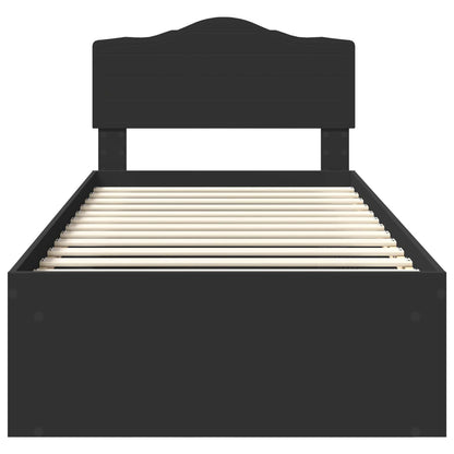 Bettrahmen Schwarz 100 x 200 cm Massives Kiefernholz