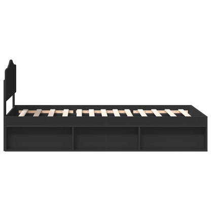 Bettrahmen Schwarz 100 x 200 cm Massives Kiefernholz