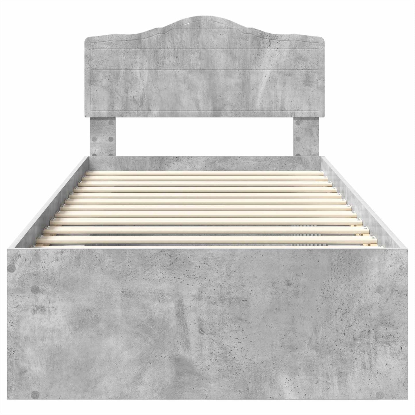 Bettrahmen Beton Grau 75 x 190 cm Massives Kiefernholz