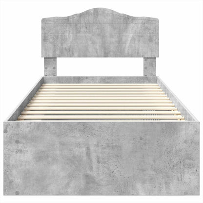 Bettrahmen Beton Grau 75 x 190 cm Massives Kiefernholz