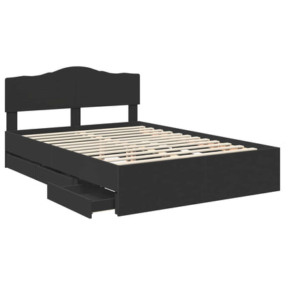 Bettrahmen mit Schubladen Schwarz 140 x 190 cm Ingenieurs Holz