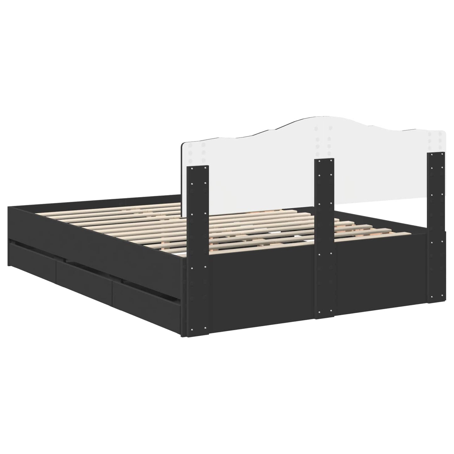 Bettrahmen mit Schubladen Schwarz 140 x 190 cm Ingenieurs Holz