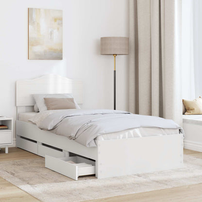 Bettrahmen mit Schubladen Weiß 100 x 200 cm Ingenieurs Holz