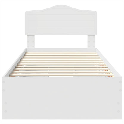 Bettrahmen mit Schubladen Weiß 100 x 200 cm Ingenieurs Holz
