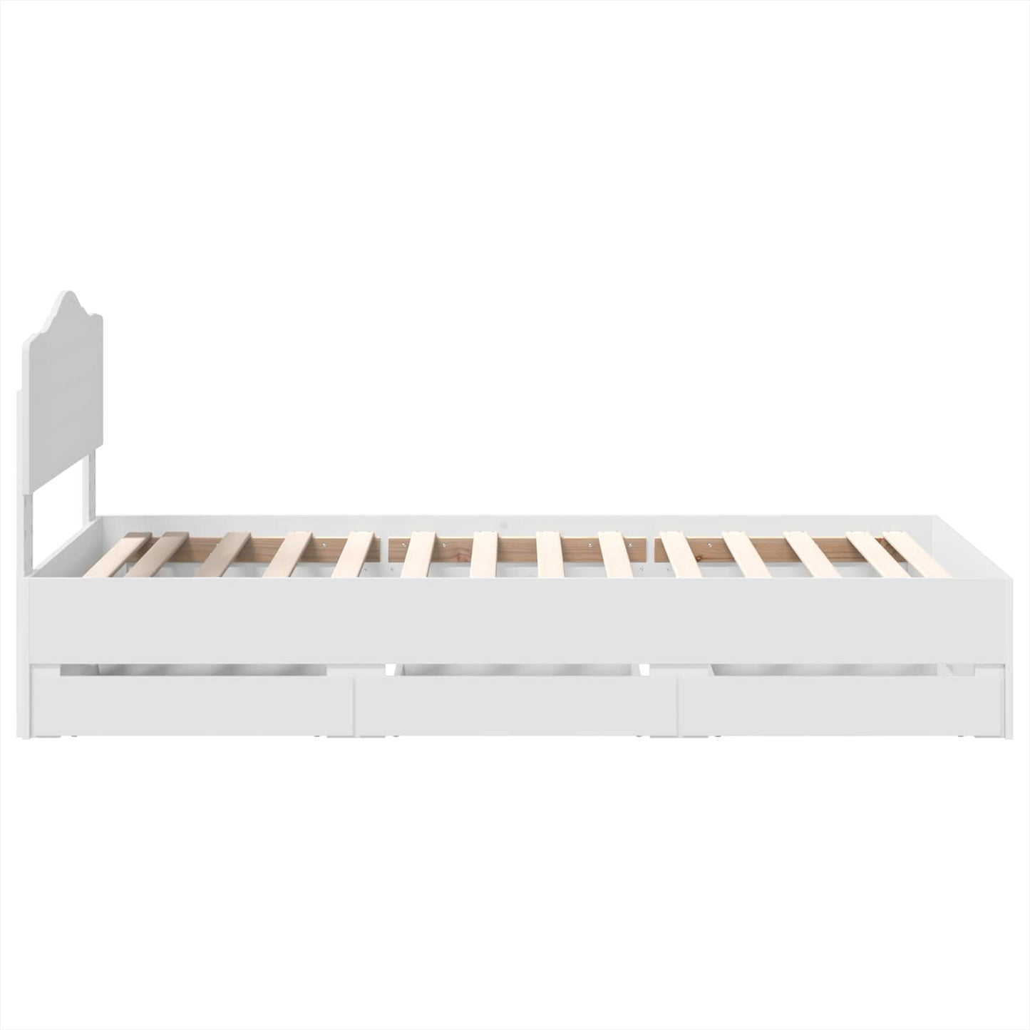 Bettrahmen mit Schubladen Weiß 100 x 200 cm Ingenieurs Holz