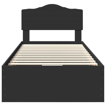 Bettrahmen mit Schubladen Schwarz 100 x 200 cm Ingenieurs Holz