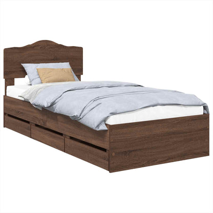 Bettrahmen Braun Eichen-Optik 100 x 200 cm Ingenieurs Holz