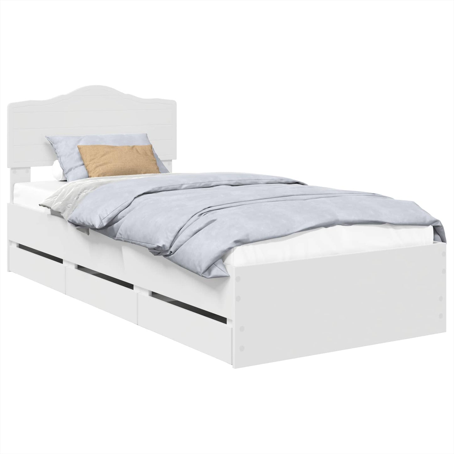 Bettrahmen mit Schubladen Weiß 90 x 190 cm Ingenieurs Holz