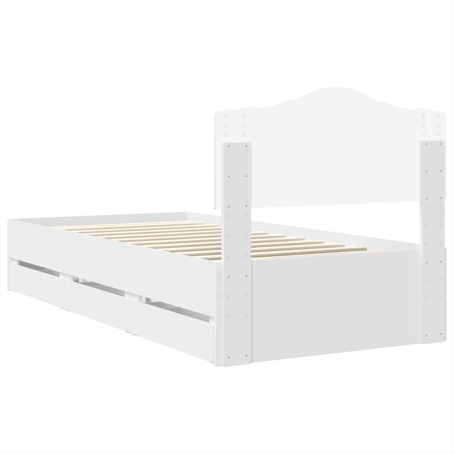 Bettrahmen mit Schubladen Weiß 90 x 190 cm Ingenieurs Holz