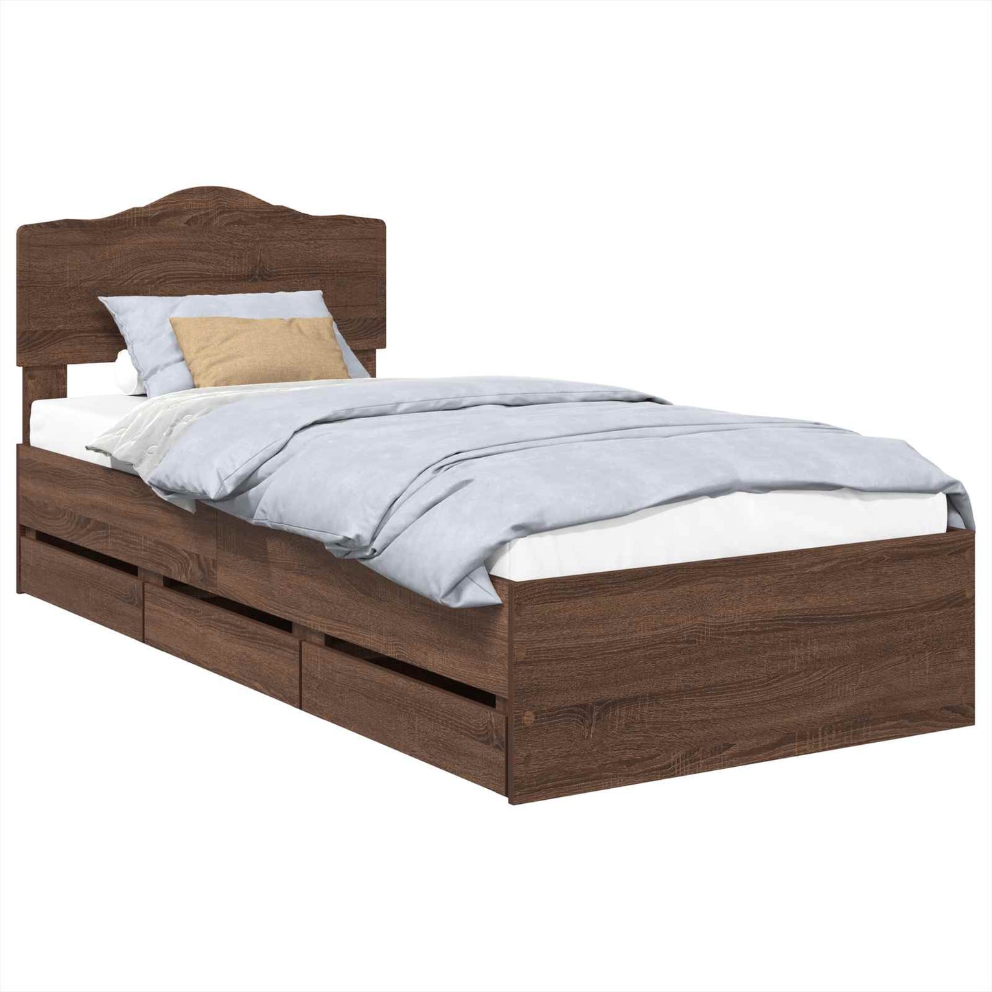 Bettrahmen Braun Eichen-Optik 90 x 190 cm Ingenieurs Holz