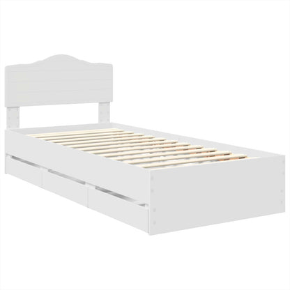 Bettrahmen mit Schubladen Weiß 75 x 190 cm Ingenieurs Holz