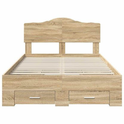 Bettrahmen mit Kopfteil Sonoma-Eiche 135 x 190 cm Holzwerkstoff