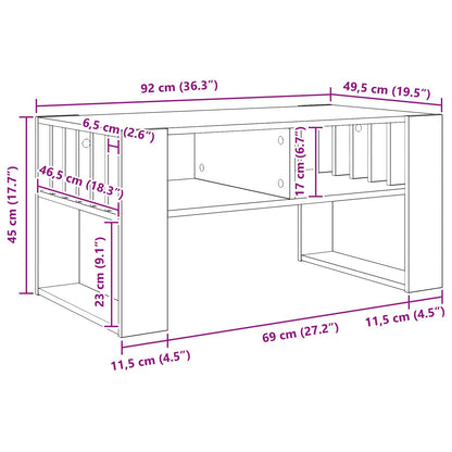 Couchtisch Schwarz Eichen-Optik 92 x 49,5 x 45 cm Holzwerkstoff