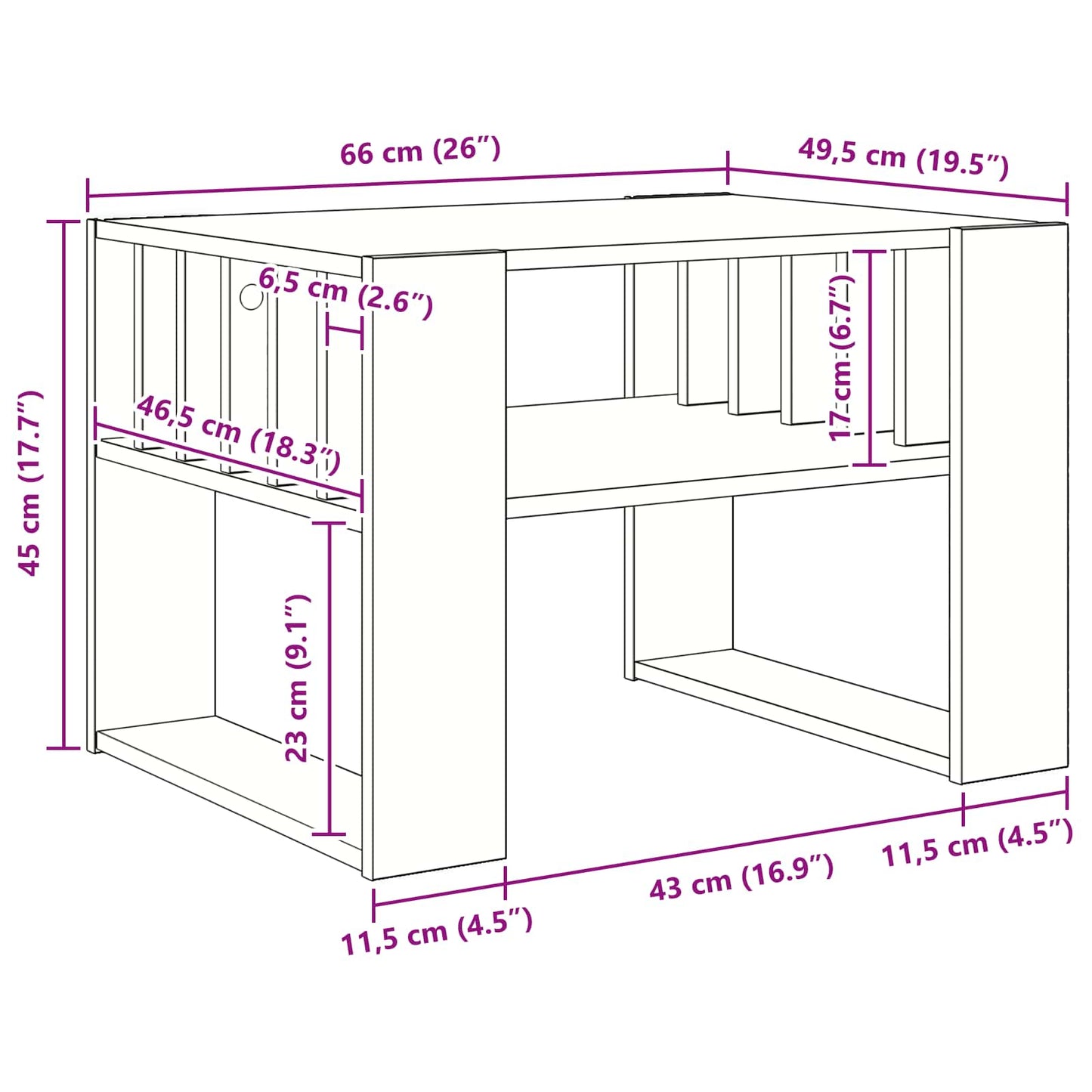 Couchtisch Beton Grau 66 x 49,5 x 45 cm Holzwerkstoff