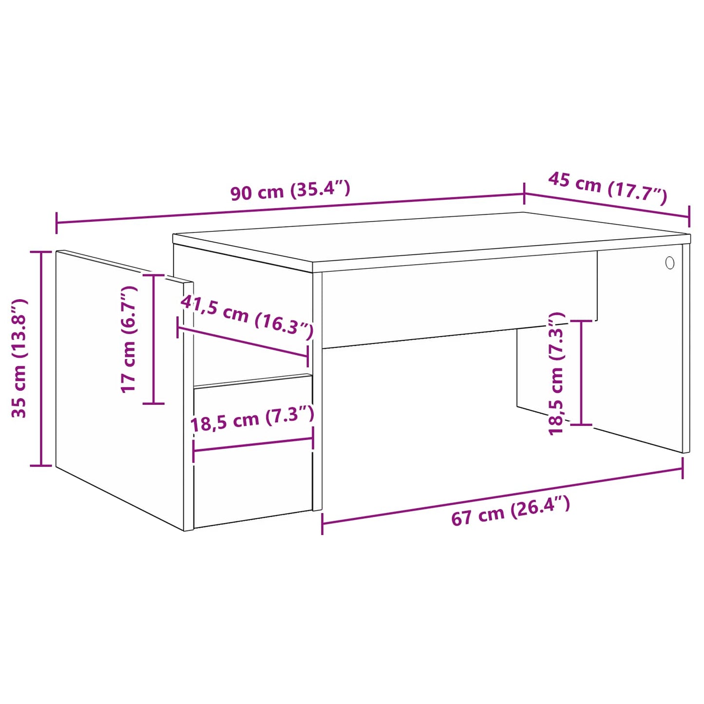 Couchtisch Geräucherte Eiche 90 x 45 x 35 cm Holzwerkstoff