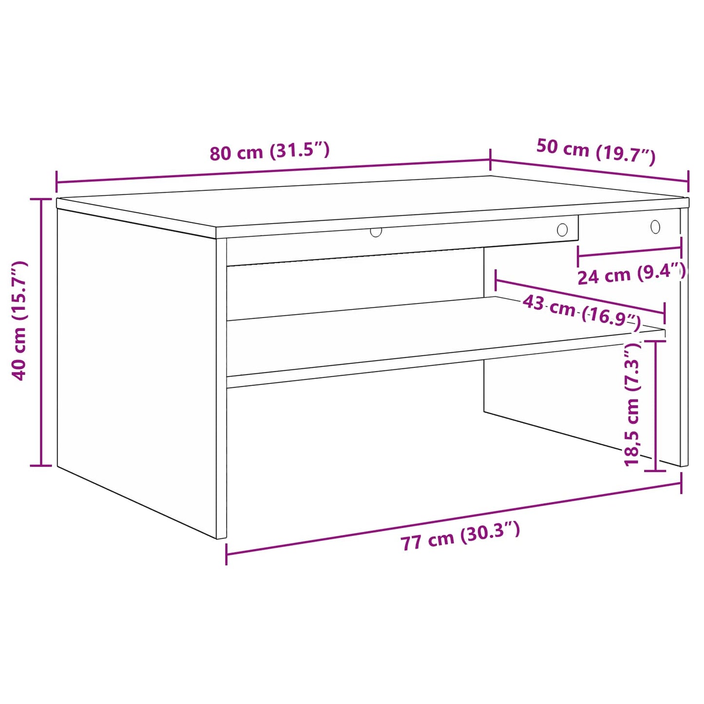 Couchtisch Altholz 80 x 50 x 40 cm Holzwerkstoff