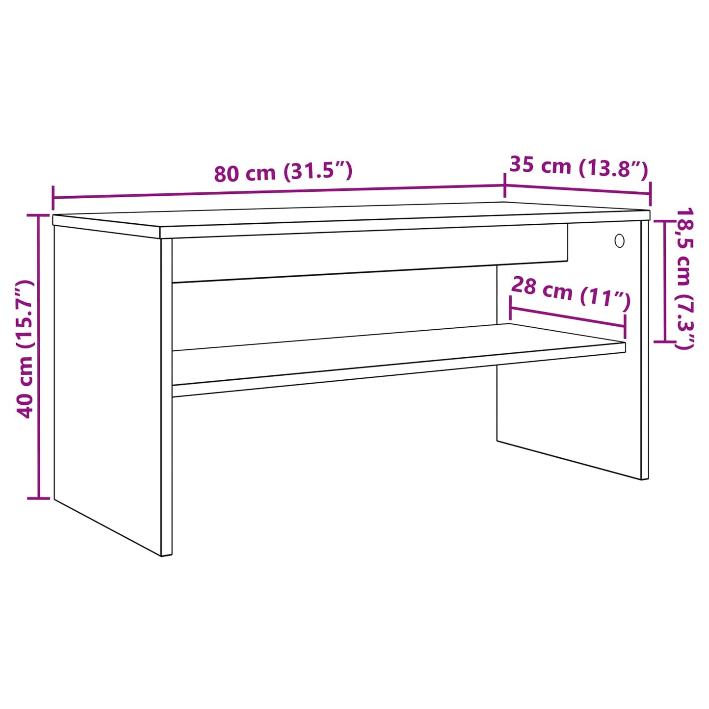 TV-Schränk Sonoma-Eiche 80 x 35 x 40 cm Holzwerkstoff