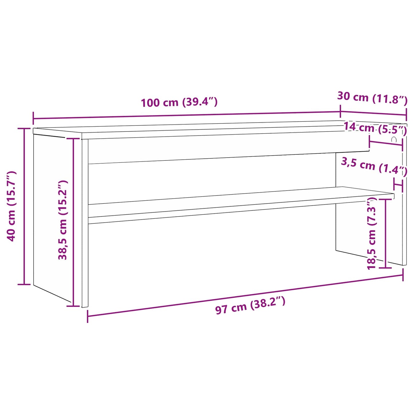 TV-Schränk Altholz 100 x 30 x 40 cm Holzwerkstoff