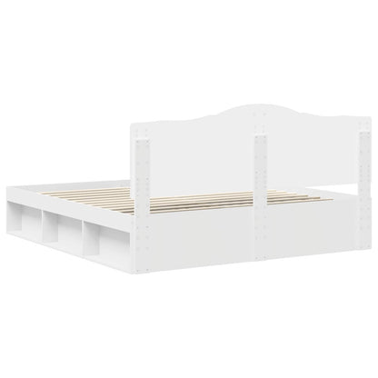 Bettrahmen mit Kopfteil Weiß 200 x 200 cm Massives Kiefernholz