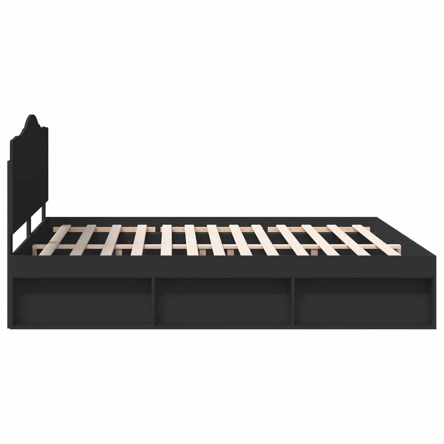 Bettrahmen Schwarz 200 x 200 cm Massives Kiefernholz