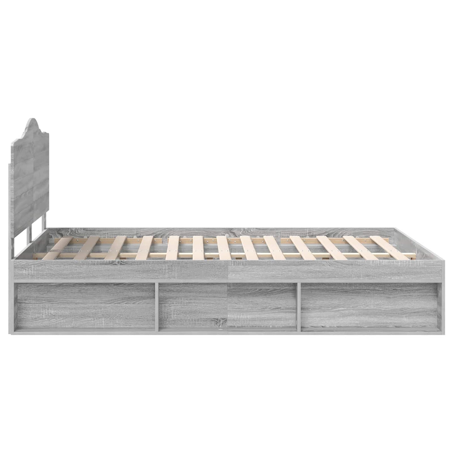 Bettrahmen Graues Sonoma 140 x 190 cm Massives Kiefernholz