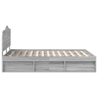 Bettrahmen Graues Sonoma 140 x 190 cm Massives Kiefernholz