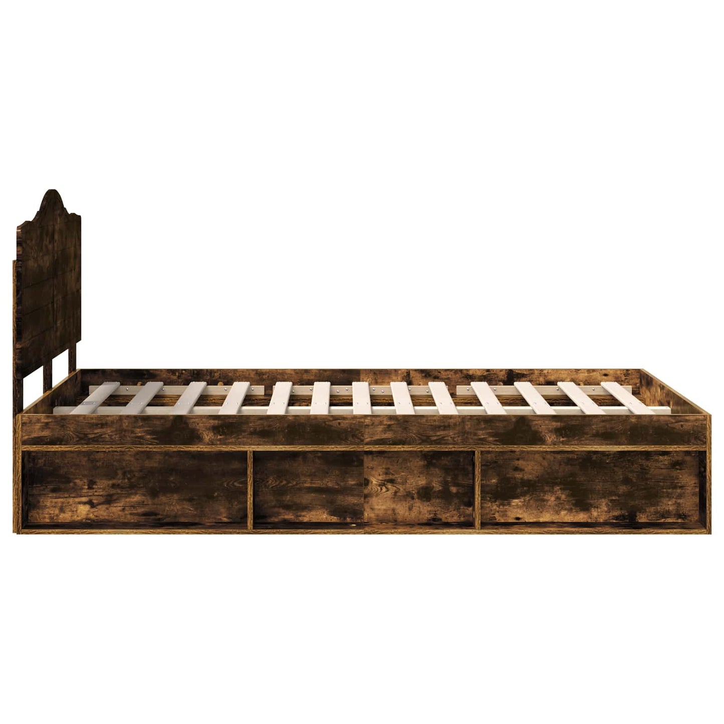 Bettrahmen Geräucherte Eiche 135 x 190 cm Massives Kiefernholz