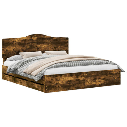 Bettrahmen Geräucherte Eiche 180 x 200 cm Ingenieurs Holz