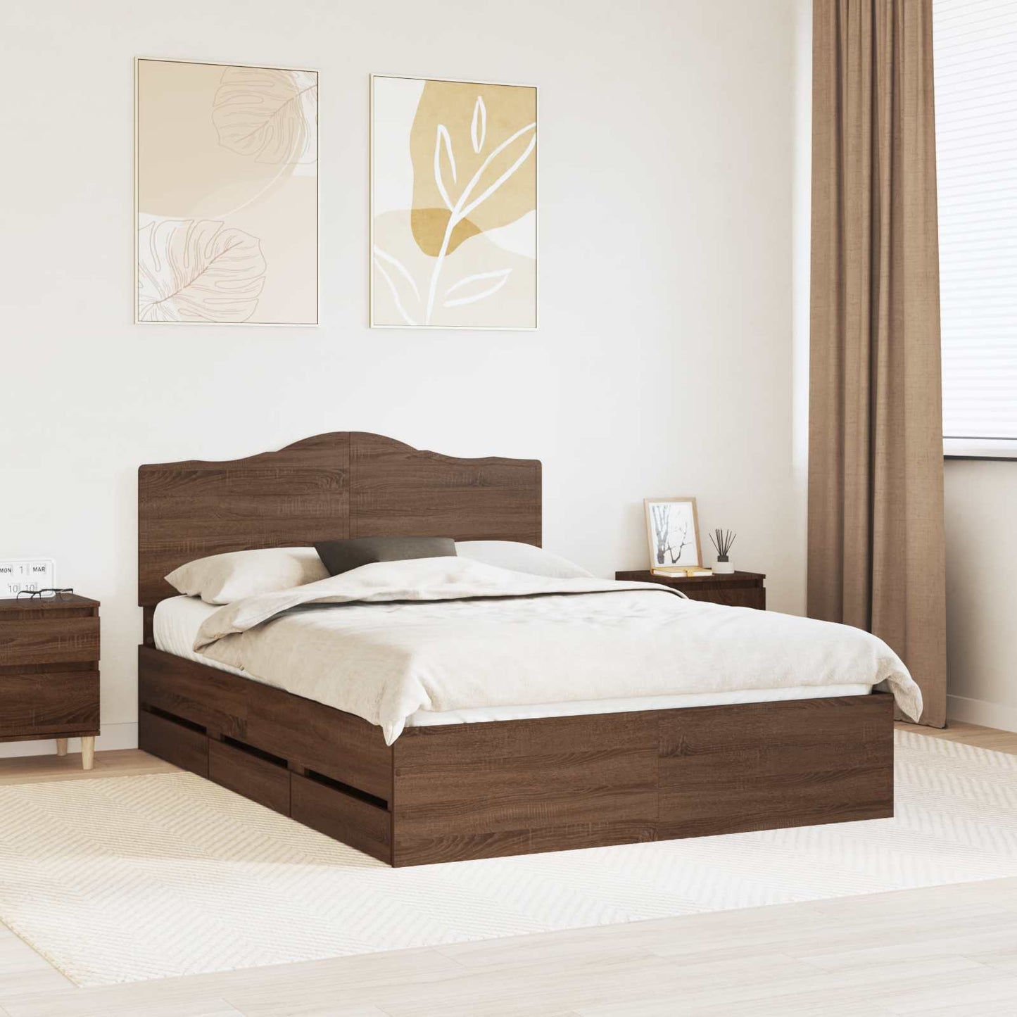 Bettrahmen Braun Eichen-Optik 150 x 200 cm Ingenieurs Holz