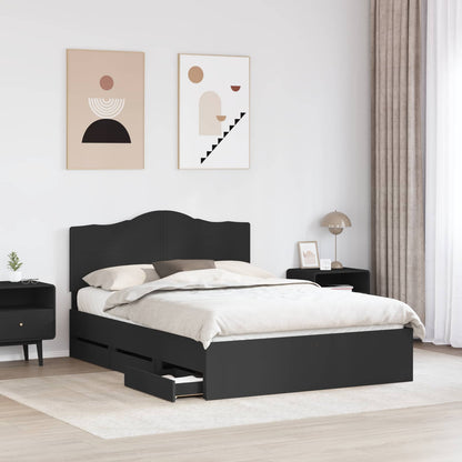 Bettrahmen mit Schubladen Schwarz 140 x 190 cm Ingenieurs Holz